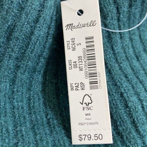 Madewell Sweater NWT Green Very Nice! - Picture 6 of 7